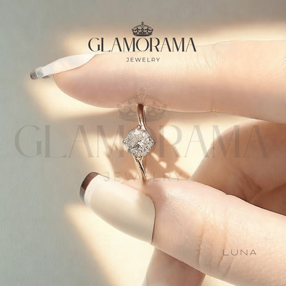 Luna engagement ring in 18K Gold-PVD over stainless steel, includes free name engraving – Glamorama Jewelry PH