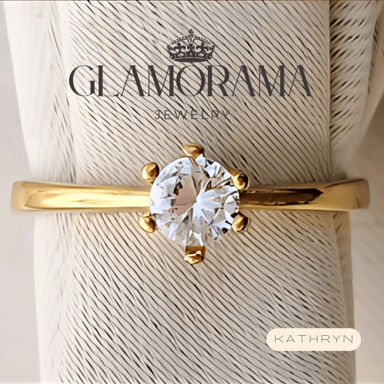 Kathryn engagement ring crafted with 18K Gold-PVD over stainless steel, offering free engraving – Glamorama Jewelry PH