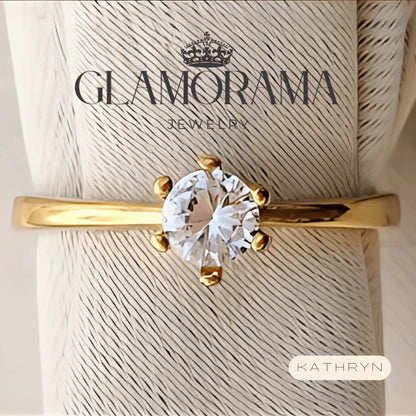 Kathryn engagement ring crafted with 18K Gold-PVD over stainless steel, offering free engraving – Glamorama Jewelry PH