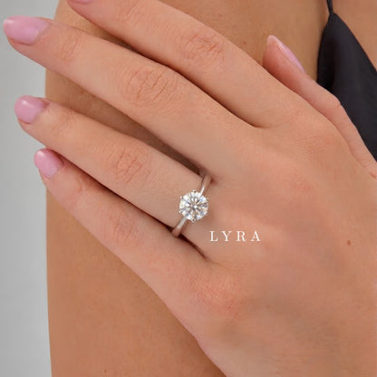 Lyra 2CT Moissanite Engagement Ring – Silver Solitaire