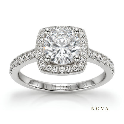 Nova 2CT Moissanite Engagement Ring – Silver Halo