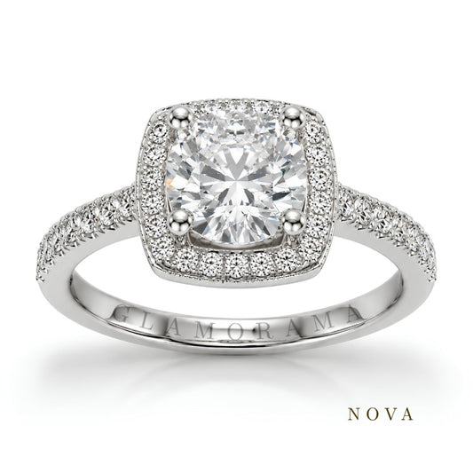 Nova 2CT Moissanite Engagement Ring – Silver Halo