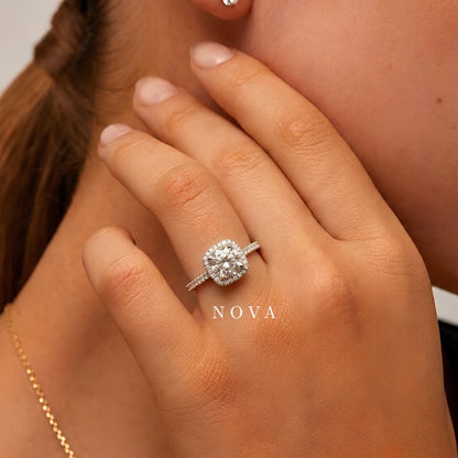 Nova 2CT Moissanite Engagement Ring – Silver Halo