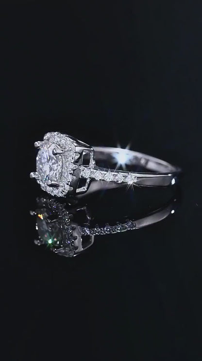 Nova 2CT Moissanite Engagement Ring – Silver Halo